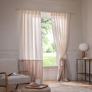 Cortina bicolor de lino lavado beige natural