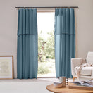 Cortina de panel con bourdon en lino azul francés