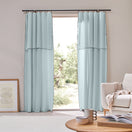 Cortina de panel con bourdon en lino azul glaciar