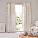 Cortina de panel con bourdon en lino marfil