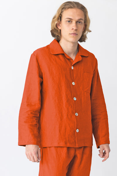Veste de Pyjama homme en lin lavé Corail