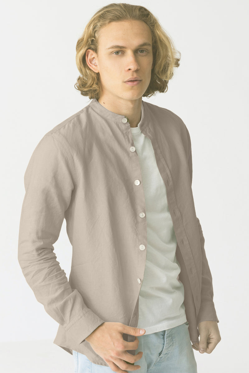 Chemise en lin col mao “Natanael” Naturel 