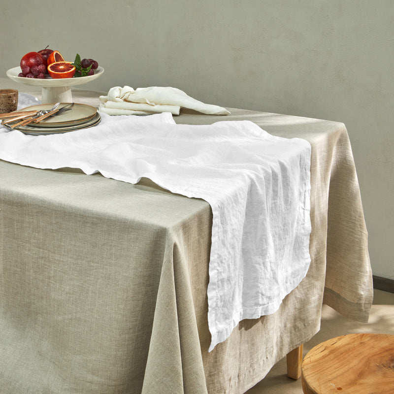 chemin de table basique 100% Lin blanc