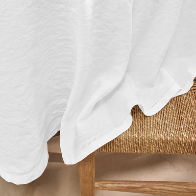 Nappe sur mesure ronde en lin ajouré blanc optique