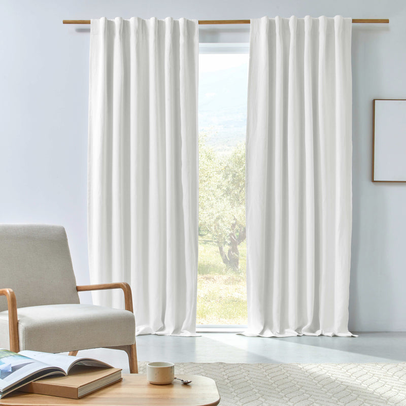 Rideau en lin occultant sur mesure Blanc Optique