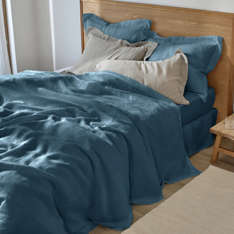Housse de couette à bords plats bleu français