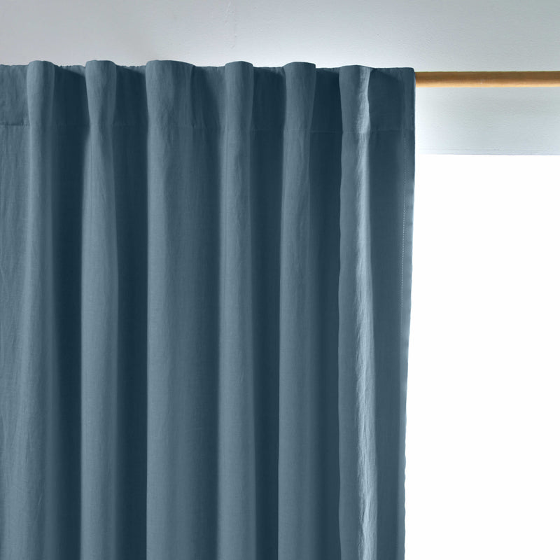 Rideau lin occultant sur mesure Bleu Français