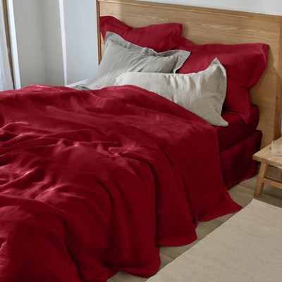 Housse de couette à bords plats bordeaux