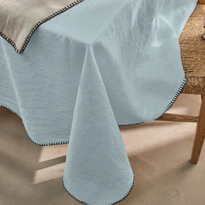 Nappe rect. en lin point de cheval bleu glacier