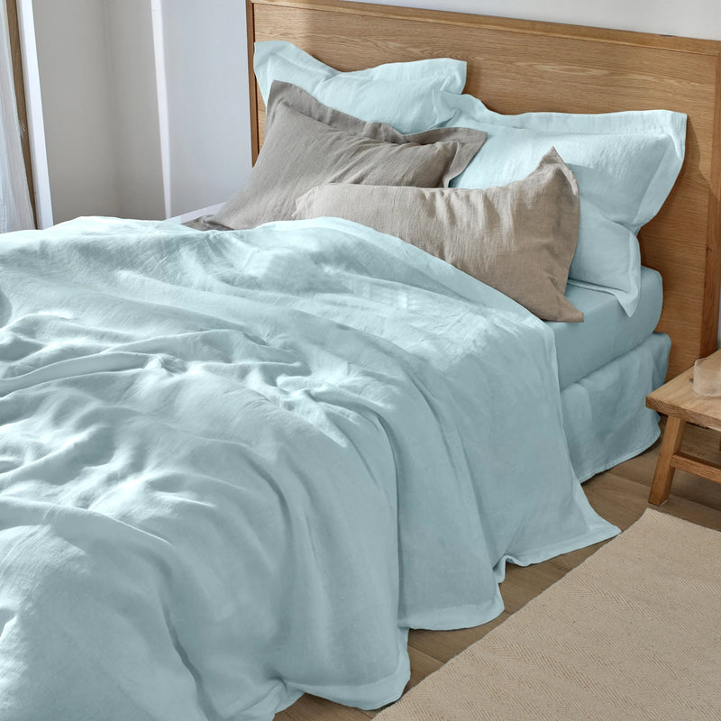 Housse de couette à bords plats bleu glacier