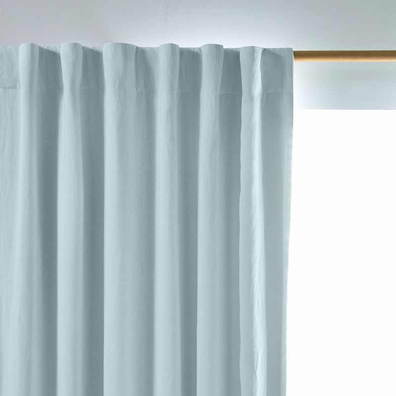 Rideau lin occultant sur mesure Bleu Glacier