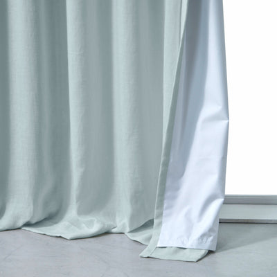 Rideau occultant en lin Bleu Glacier sur mesure