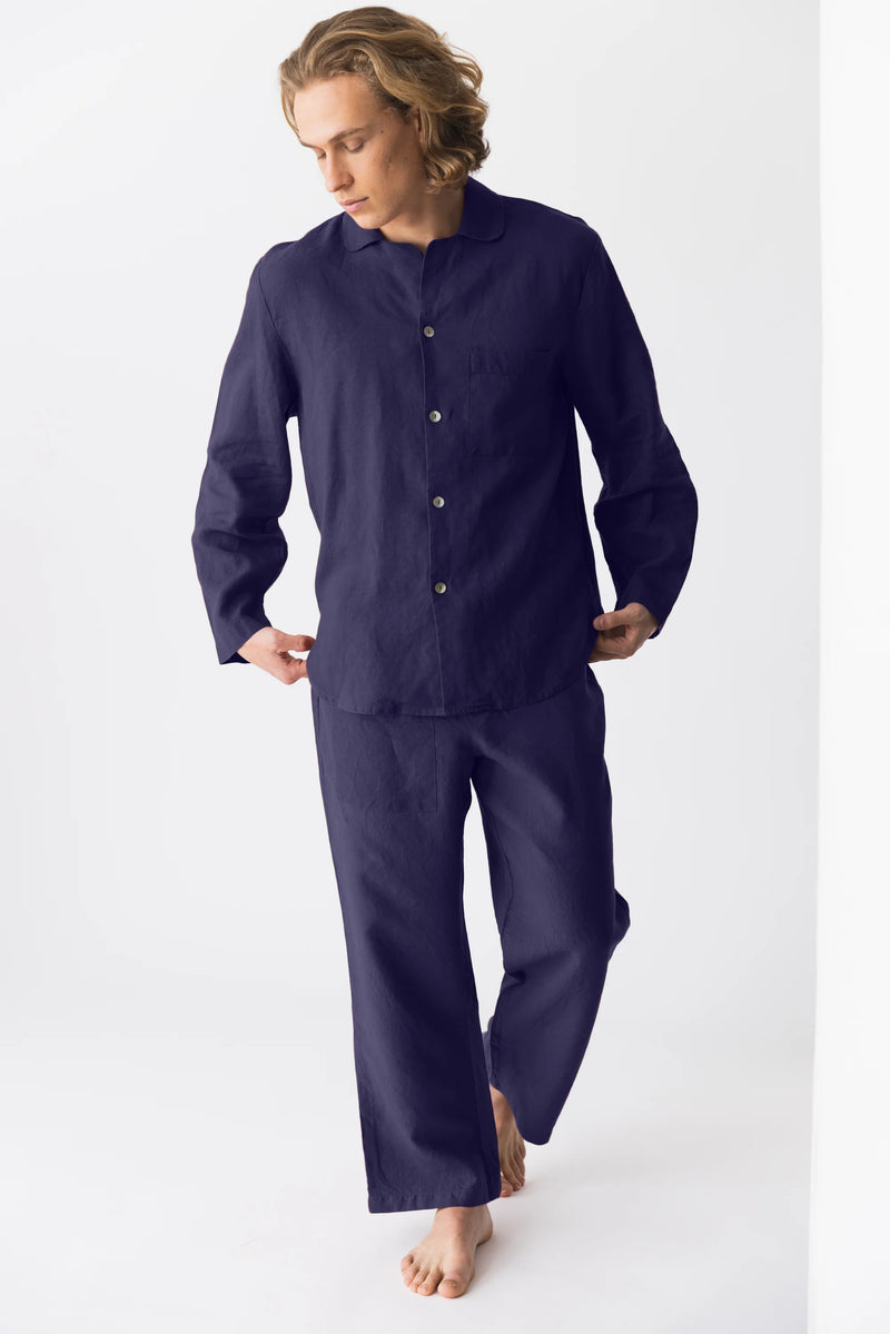 Pyjama en lin pour homme “Ronaldo” bleu nuit