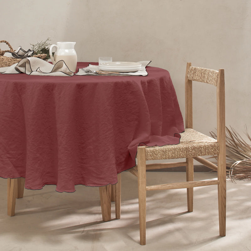 nappe ronde "bourdon" en lin sur mesure brique