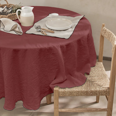 nappe ronde "bourdon" en lin lavé sur mesure brique