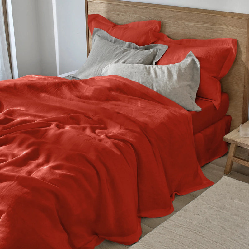 Housse de couette à bords plats corail