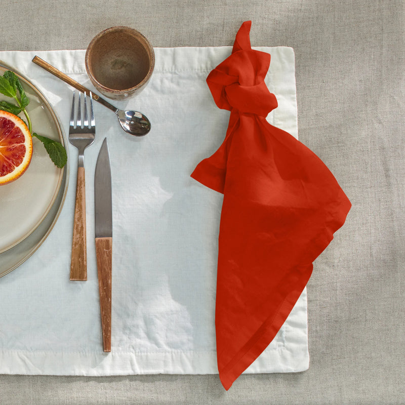 Serviettes de table simples en lin corail