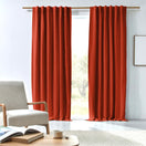 Cortina rectangular a medida en lino opaca color coral