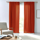 Cortina de lino arrugado coral