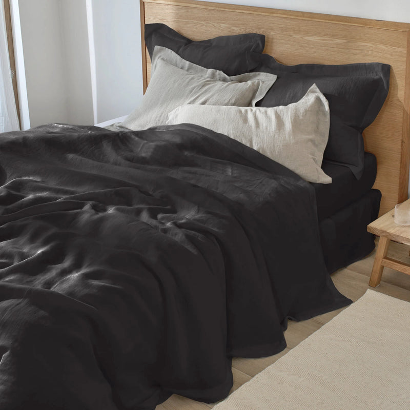 Housse de couette à bords plats noir