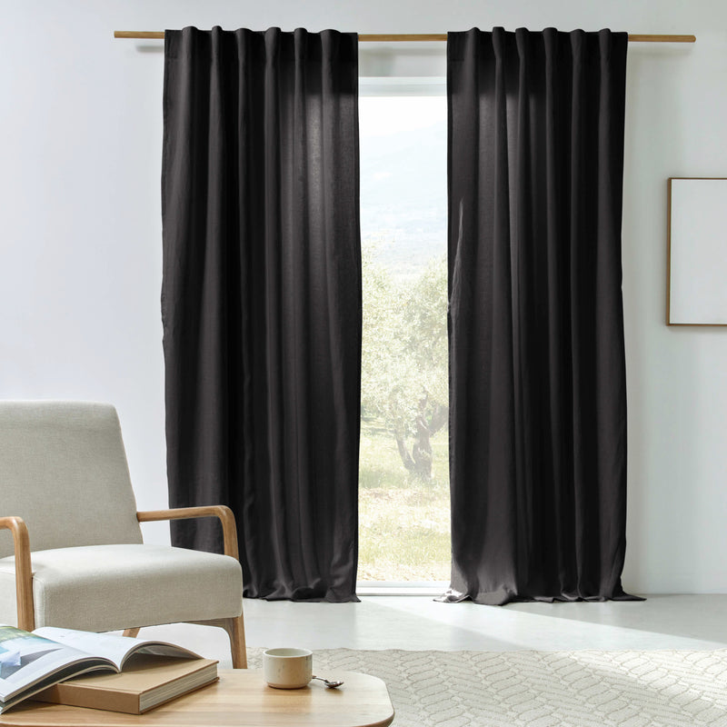 Rideau en lin doublé cotton Encre Noire