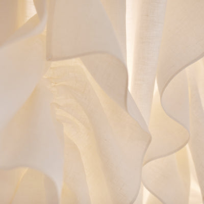 rideaux ornés de froufrous en lin lavé ivoire