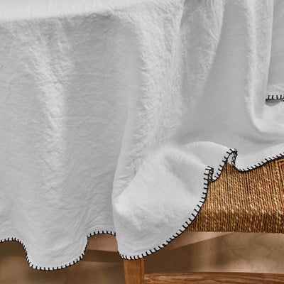 Nappe ronde en lin lavé point de cheval gris minéral