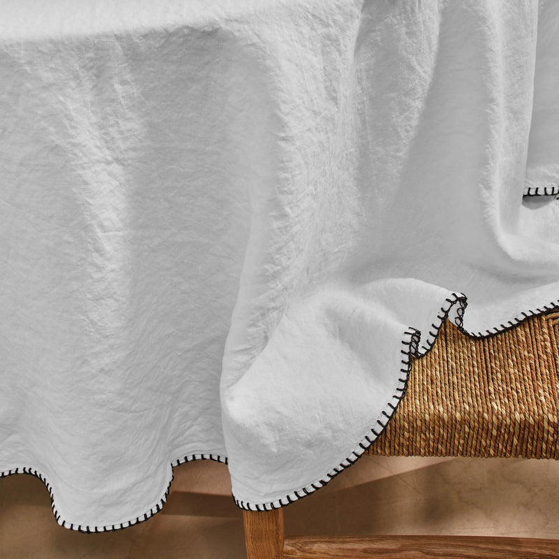 Nappe ronde en lin lavé point de cheval gris minéral