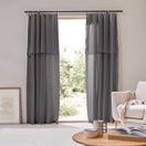 Cortina de panel con bourdon en lino gris plomo