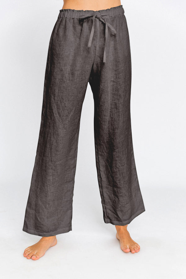 Pantalon de pyjama en lin lavé Gris Plomb 