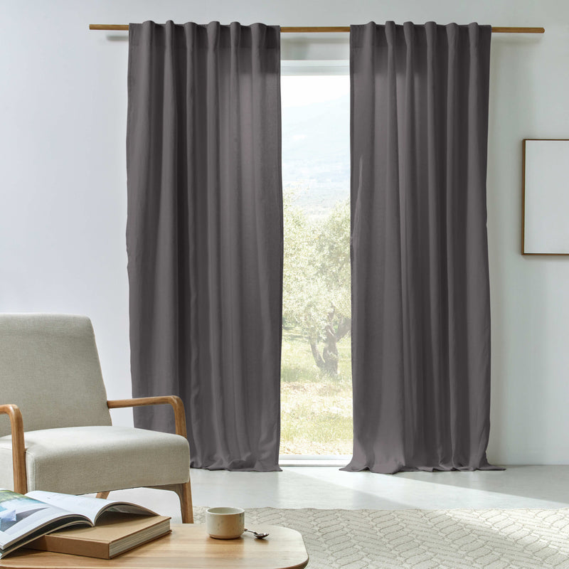 Rideau en lin doublé cotton sur mesure Gris Plomb