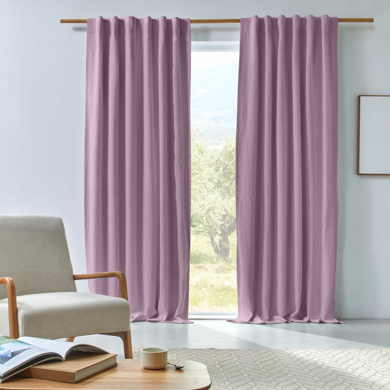 Rideau en lin occultant sur mesure Lilas