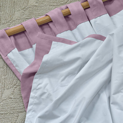 Rideau occultant en lin Lilas sur mesure à pattes cachées