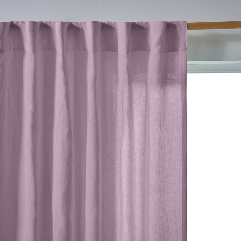 Rideau lin lavé non doublé sur mesure Lilas