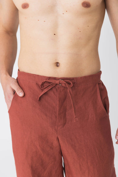 Pantalon en lin décontracté pour homme brique #colour_brique
