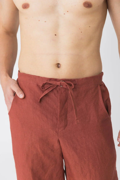 Pantalon en lin décontracté pour homme brique 11 #colour_brique