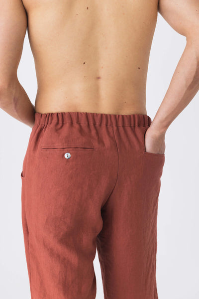 Pantalon décontracté en lin “Henrique” brique #colour_brique