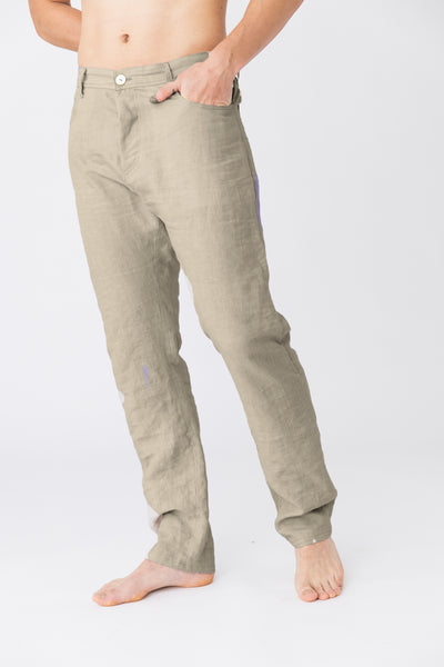 Pantalon en lin, style Jeans “Flavio” naturel #colour_naturel