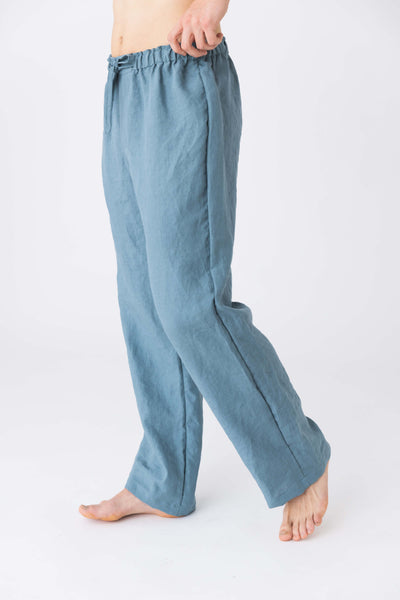 Pantalon de pyjama homme en lin lavé bleu-francais 15 #colour_bleu-francais