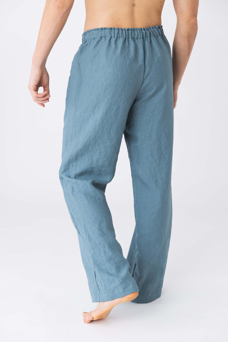 Pantalon de pyjama homme en lin français bleu-francais 11 