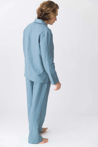 Pyjama en lin pour hommes doux bleu-francais 1 #colour_bleu-francais