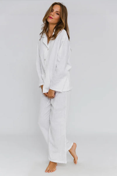 Pyjama femme en lin lavé « Malú » Blanc 1  #colour_blanc-optique