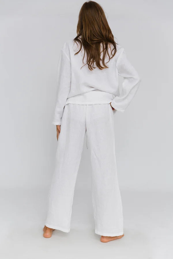 Pyjama en lin lavé Blanc 1  