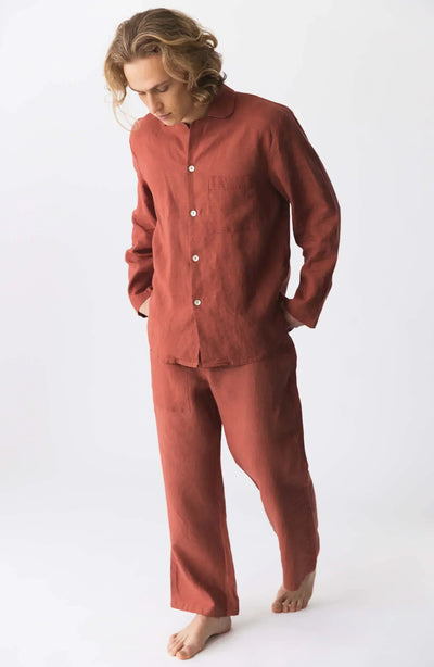 Pyjama en lin homme “Ronaldo” brique 12 #colour_brique