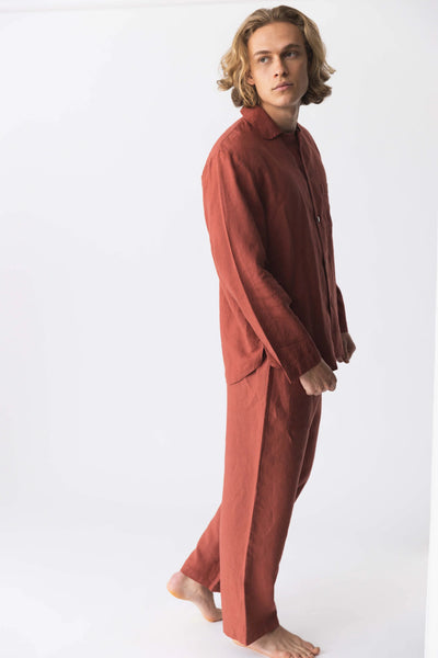 Ensemble de Pyjama en lin “Ronaldo” brique #colour_brique