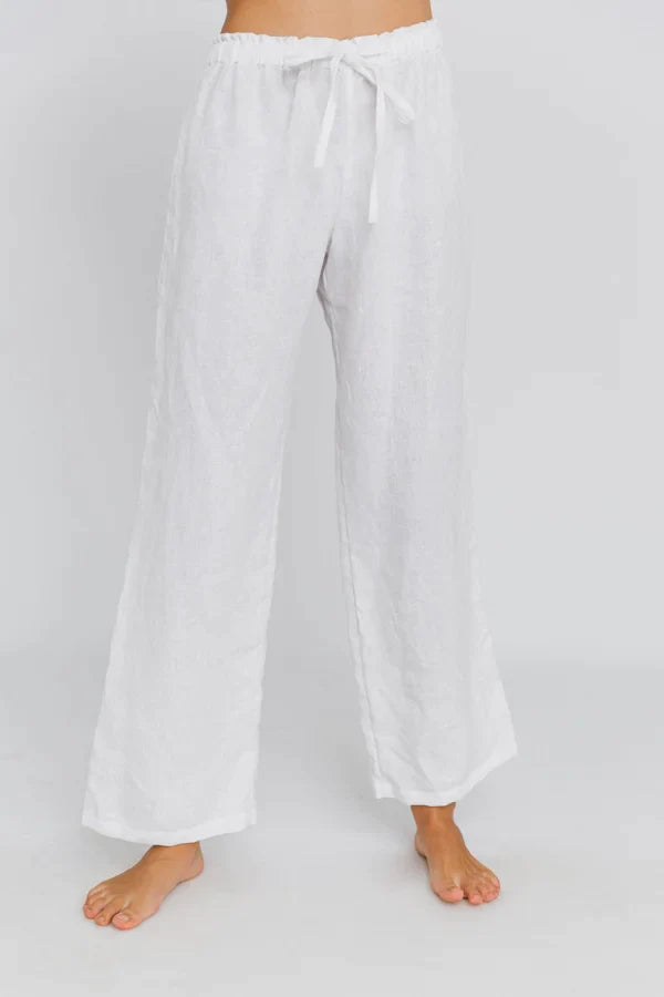 Pantalon de pyjama en lin lavé « Malú » Blanc Optique 6 