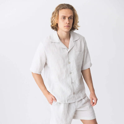 Veste pyjama en lin à manches courtes “Emanuel” Gris Minéral 4 #colour_gris-mineral