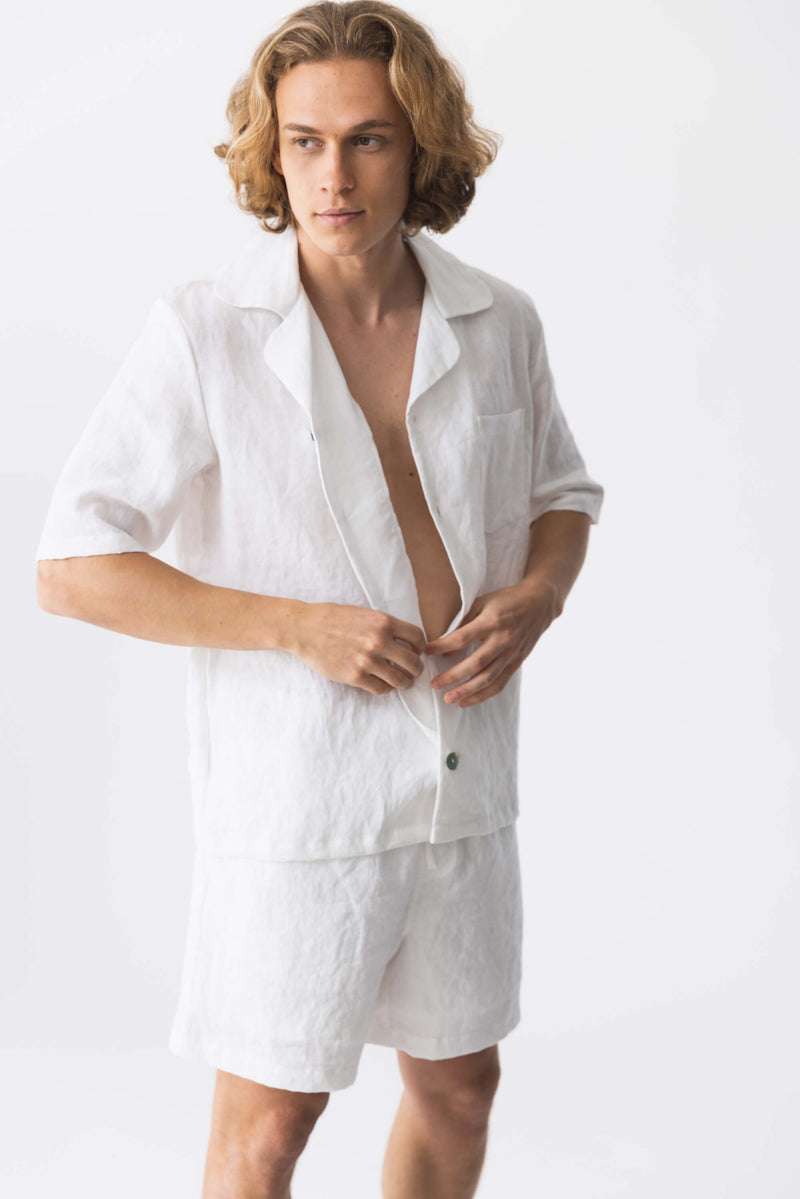 Pyjama en lin à manches courtes blanc 6 