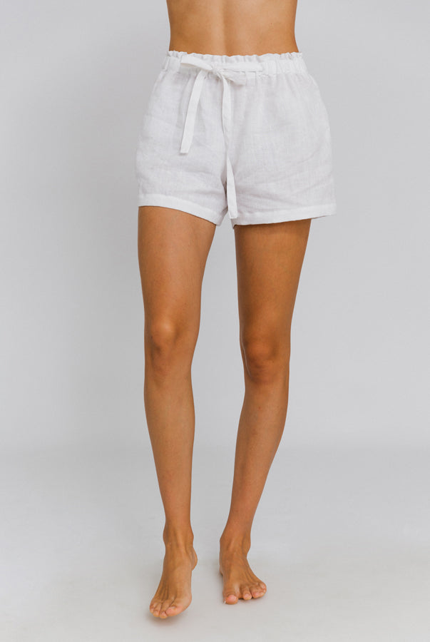 Short en lin lavé « Luana » Blanc 2  