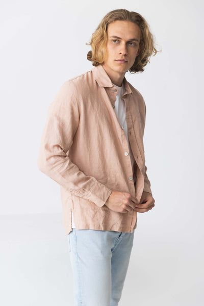 Chemise veste en lin “Cristiano” rose 15 #colour_vieux-rose